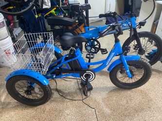 Bright Blue Mooncool 16” Youth Electric Tricycle(3-Wheel E-bike)