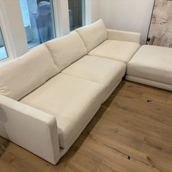 Xena Lilou Cotton Fabric 3 Piece Memory Foam Modular Sectional | Ottoman