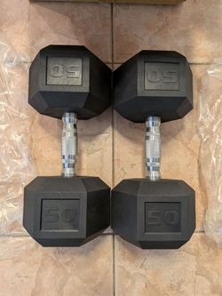 2 50lb dumbbells