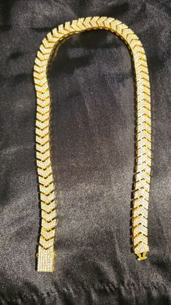14k Gold-Gold-Filled Iced Out Chevron Link Chain Necklace
