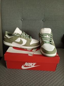 Nike Dunk Low Safari Green and White Sneakers