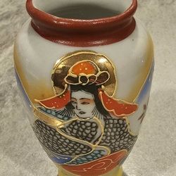 Woman Handpainted Vase 4" T Made In Occupied Japan