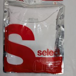 Select round neck long sleeve cotton T-shirt single pack. Size 2 kids