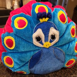 Colorful peacock 10" pillow, B.J. Toy Co 