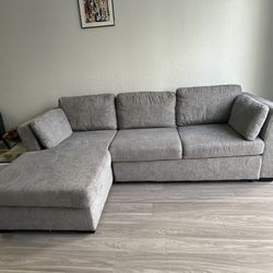 Amber Dark Gray Fabric Small Left Chaise Sleeper Sectional 