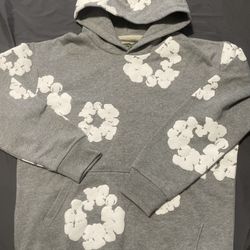 real stock x gray denim tear hoodie size M