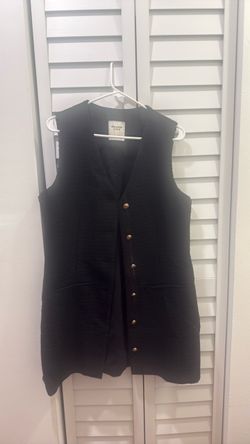Abercrombie & Fitch Black Tweed Long Vest – Gold Buttons – Size L