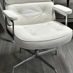 White Leather Eames Office Chair