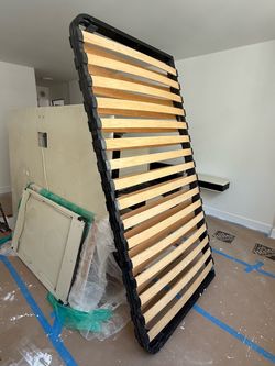 Bed Frame Slatted Base with Black Frame Queen Size