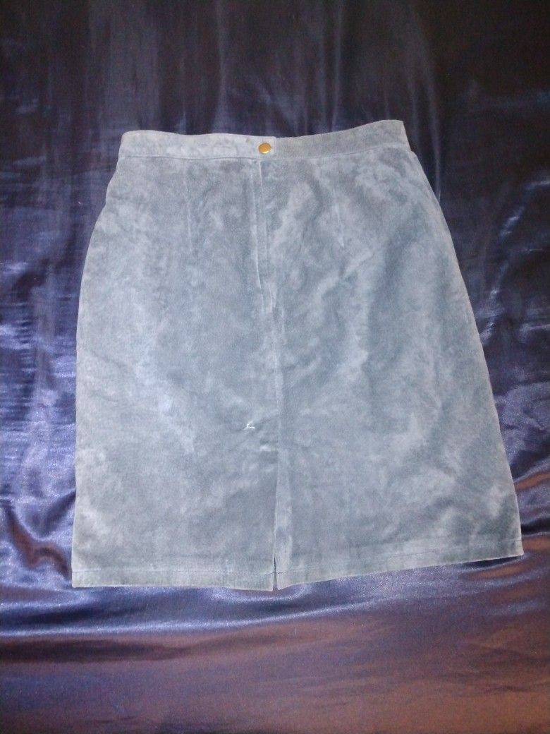 Blue Leather Mini Skirt