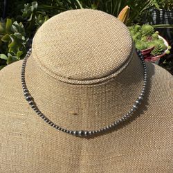 16” 3-6mm Graduated Sterling Silver ‘Navajo Pearls’ Style Necklace