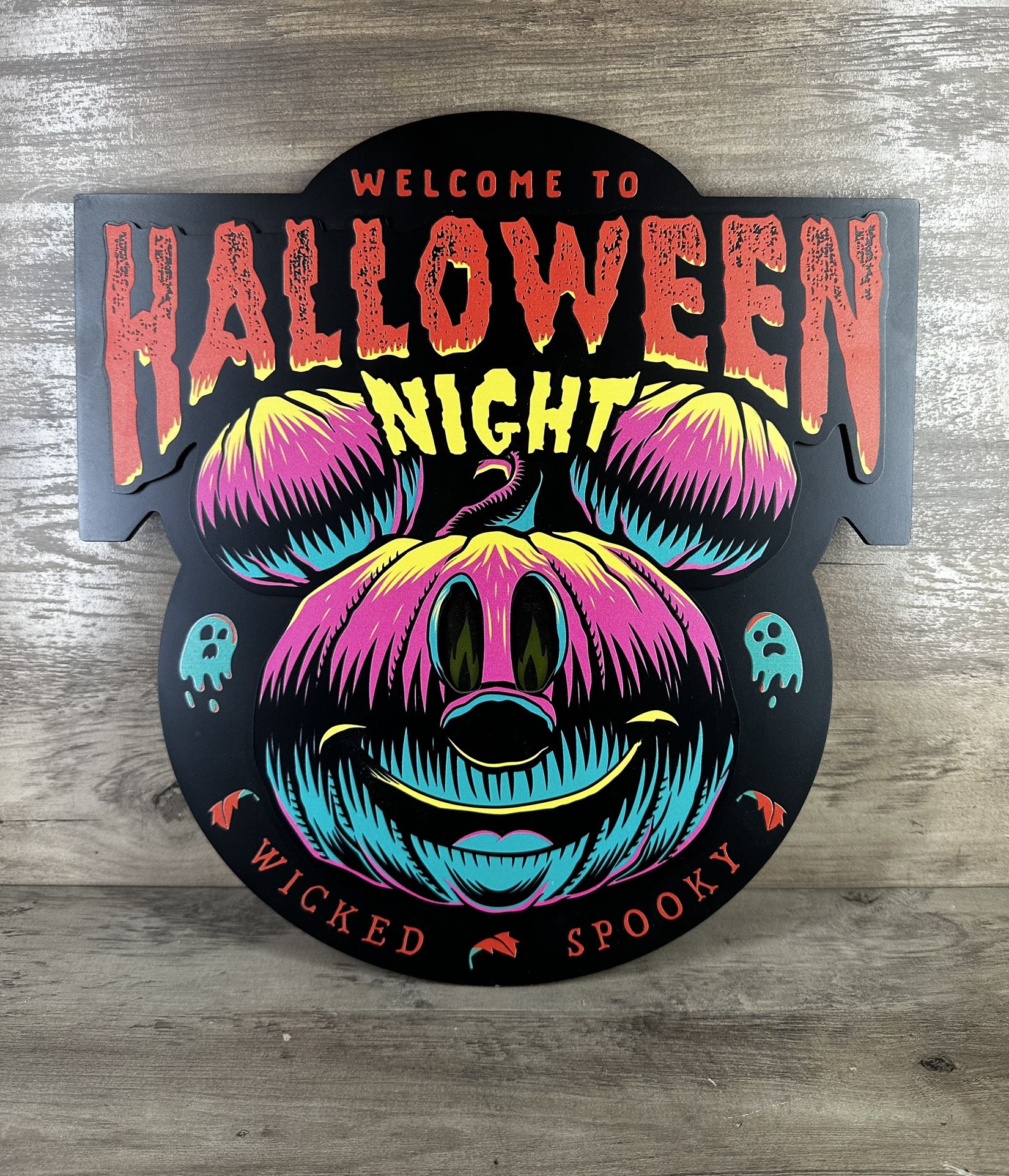 Disney Parks Welcome to Halloween Night Mickey Mouse Door Sign Light Up