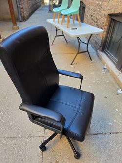 IKEA Black Leather High-Back Office Chair