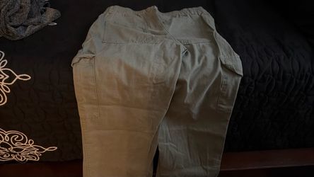 Olive Green Cargo Pants with Elastic Waist