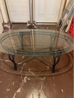 Glass Top Coffee Table with Metal Base