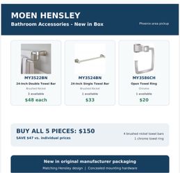 Moen Hensley Bathroom Accessories Set – 5 Pieces