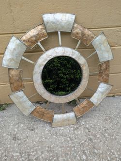 Unique Circular Metal & Brass Mirror