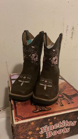 Jinetitos Kids Cowboy Boots with Floral Embroidery