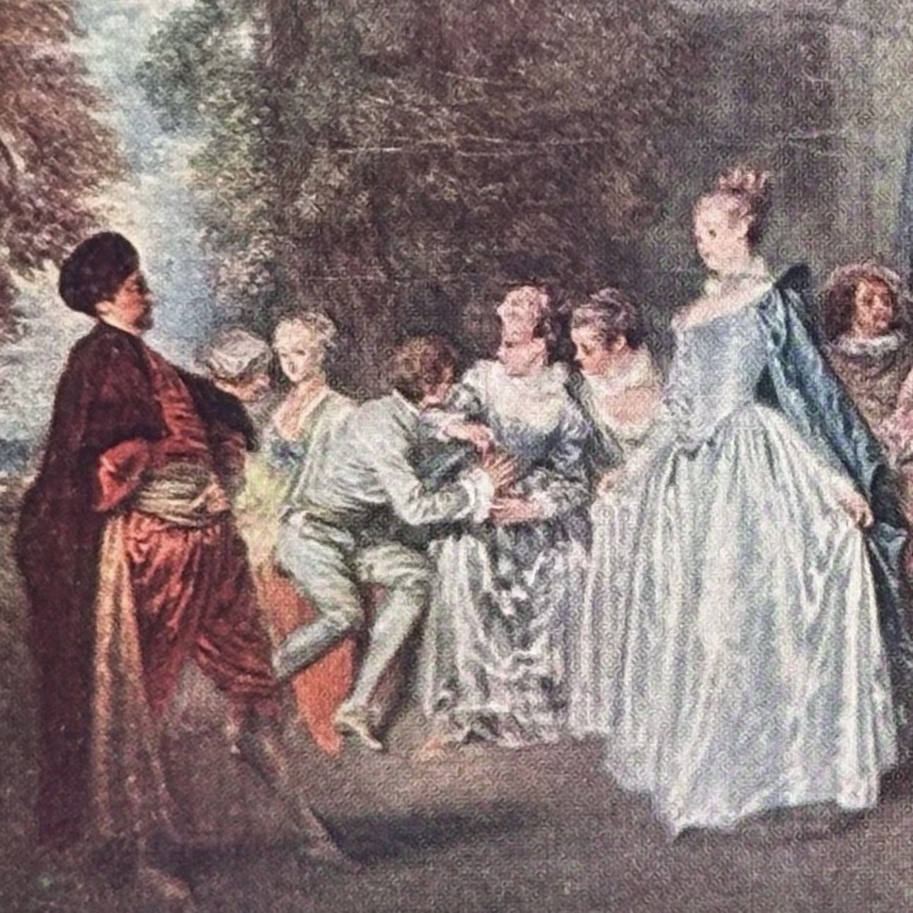 FÊTE CHAMPÊTRE French Jean-Antoine Watteau Fine Art Print 1900 Vintage Original Antique London England Printed Collectible France ARTIST
