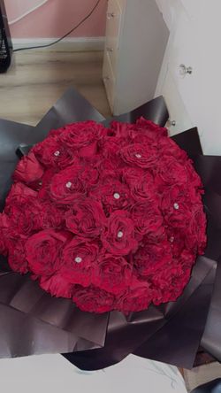 Red Rose Bouquet with Black Wrapping