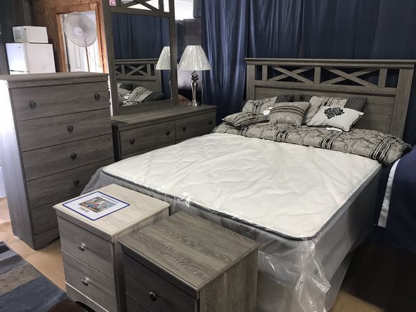 Gray oak bedroom set