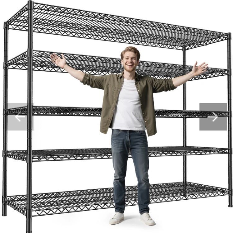 Reibii 55.5"W Wire Shelving, 3200 Lbs Heavy Duty Storage Racks, Metal Shelves For Garage Kitchen Basement - 55.5" W X 18" D X 71" H / 1-Pack