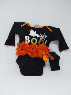 Baby Halloween BOO Onesie with Tutu Ruffle