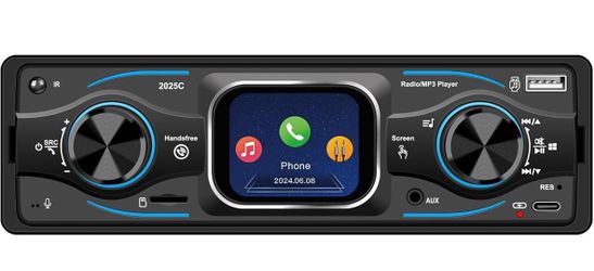 Single Din Car Radio, 2.17” Touchscreen Car Stereo with Bluetooth 6.0, FM Radio, USB/TF Support, 180W Amplifier, AUX Output, Type-C Charging, Car Audi