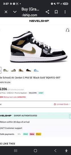 Air Jordan 1 Mid SE Black Gold BQ6931-007