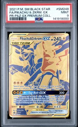 2021 POKEMON BLACK STAR PROMO #SM248 FA/PIKACHU & ZKRM. GX PSA 9