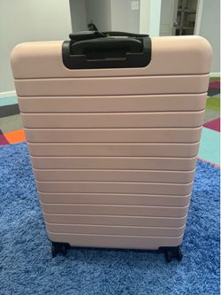 The Away Large Blush Pink Checked Luggage with Grey Interior