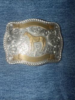 Vintage Tony Lama Sterling Silver/Bronze Belt Buckle