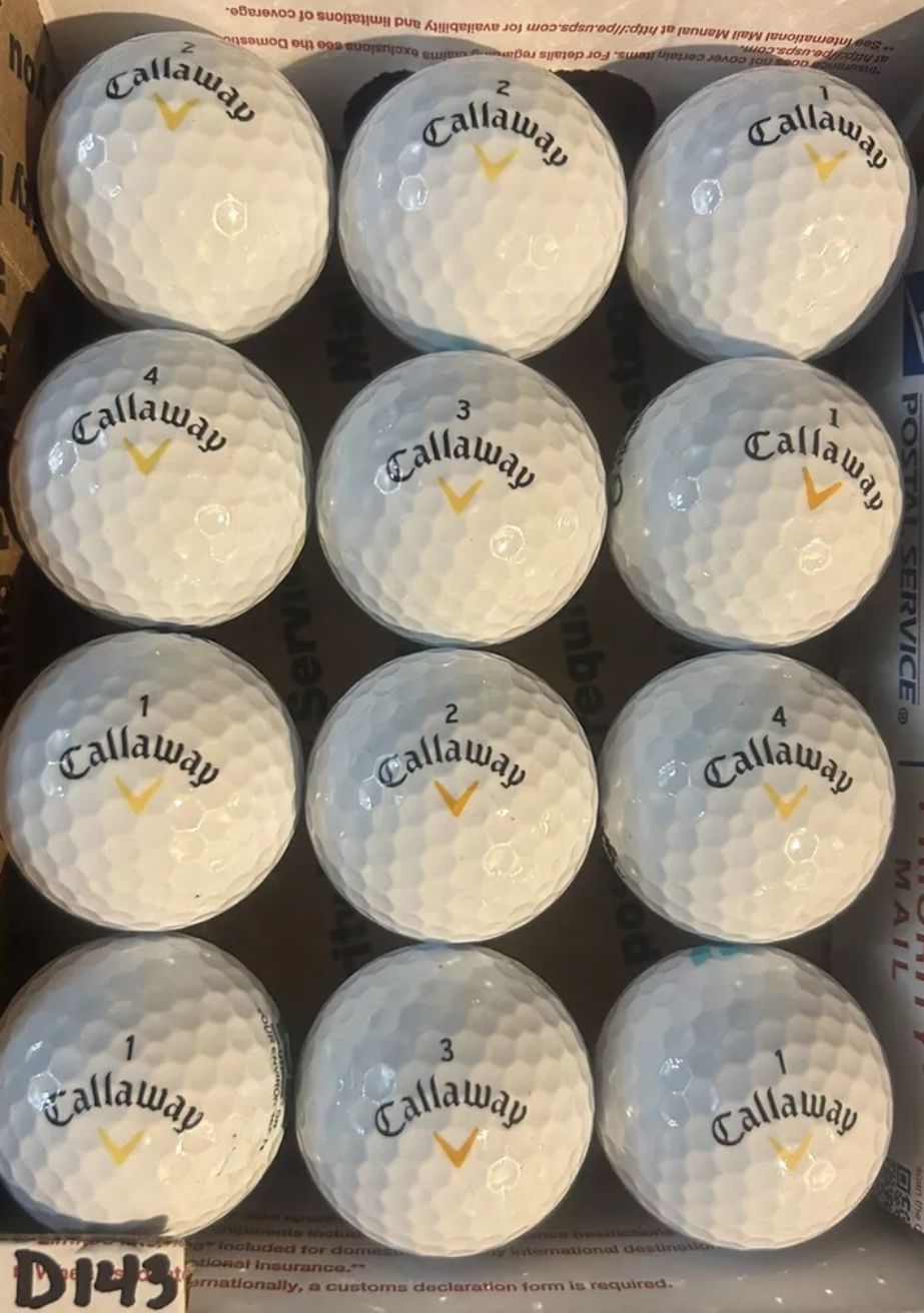 12 Callaway White Golf Balls 5/4a Lot D145