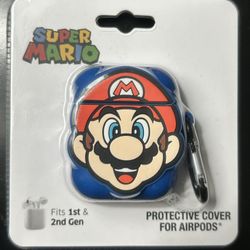 Super Mario Airpods Protective Cover Case For 1st & 2nd Gen Bioworld