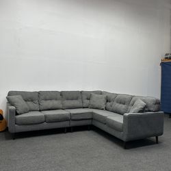 Mid-century modern Ashley Charcoal Gray 3-piece Sectional Couch. 108"x 88". We Deliver & set up