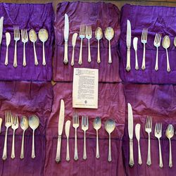 Exquisite Beauty Of Castle Rose Royal Crest Sterling Silver Flatware 6 Sets Of Place Settings With 36 Pieces