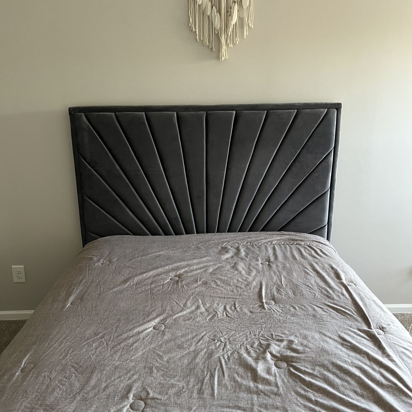 Queen Upholstered Bed Frame & Mattress 