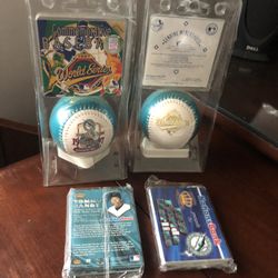 Marlins, Babe Ruth, Ken Griffey Jr. Commemorative Signed Baseballs. In Orignal Package. Florida, Miami. Helmet, Bat, Ball. See Description For Prices