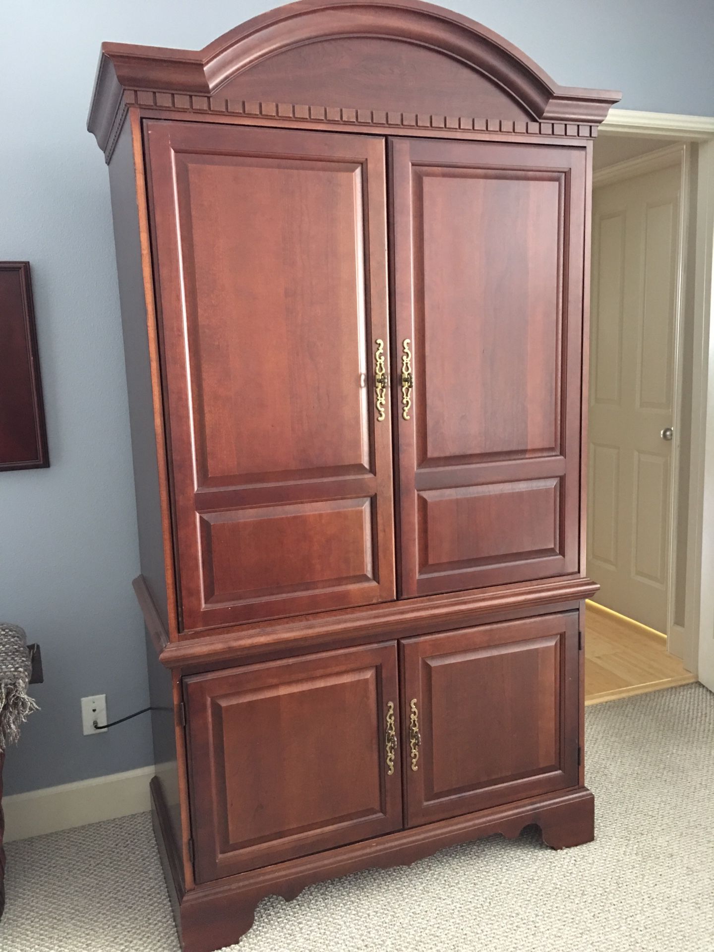 Large, solid, hardwood armoire