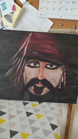 Original acrylic, signed pirate painting