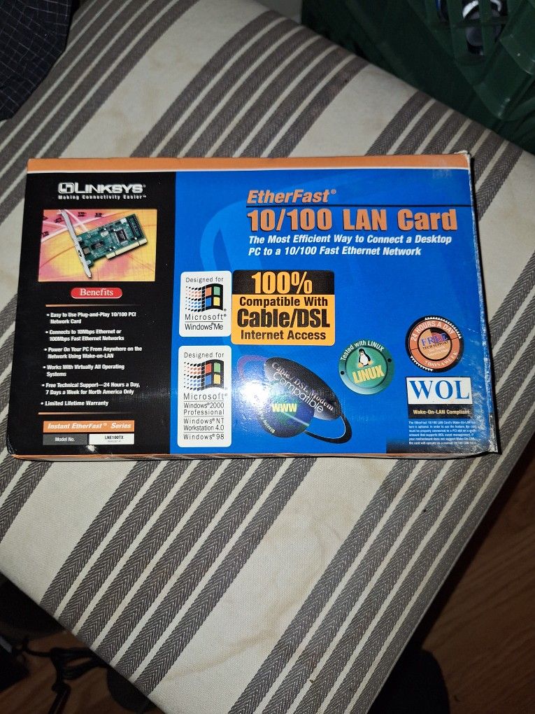 Linksys 10/100 EtherFast PCI Adapter Ethernet Lan Card Desktop Computer V5.1 NEW

