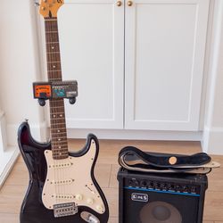 Fender Squire strat and amp, plus extras
