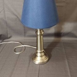 17" Nickel Table Lamp + Navy Linen Bell shade