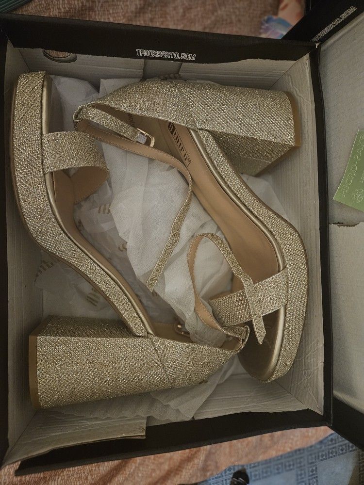 Chunky Gold Glittery Heels