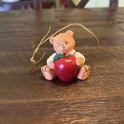 Teddy Bear With Apple Teacher Christmas Ornament 