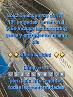 Colchones nuevos tamaño full con base en $150
