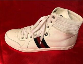 Gucci Mens White Leather GG Coda Guccissima Web High Top Sneakers G10 Size 13.5