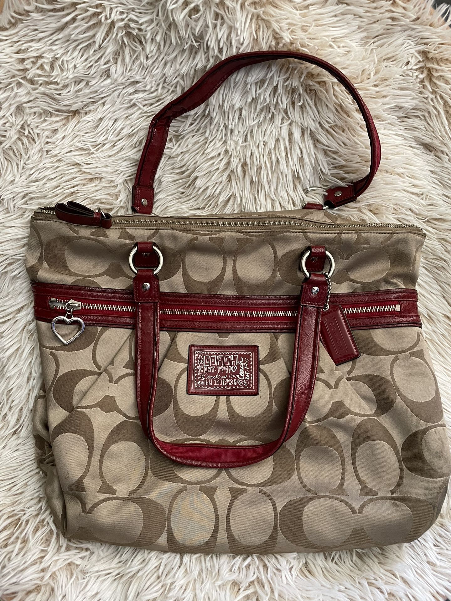 Burgundy And Tan Large Purse 👜 