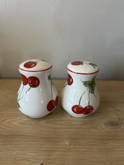 Ceramic Cherries Salt And Pepper Shakers