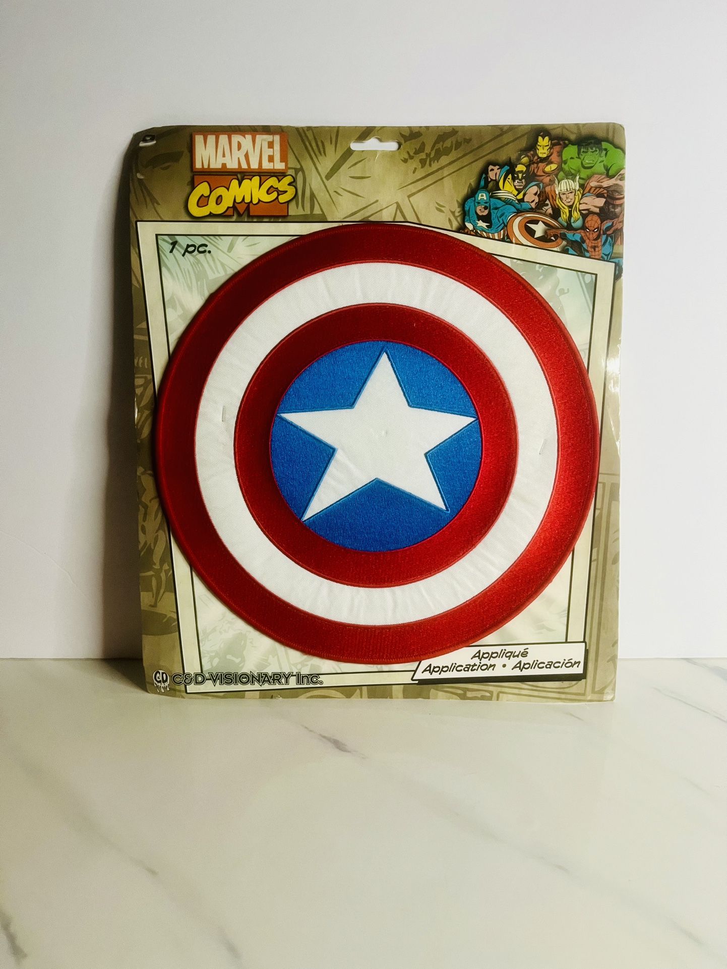 New Official Marvel Comics Captain America's Shield Lg 7.5" Cloth Jacket NOS